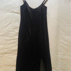 Black velvet midi dress